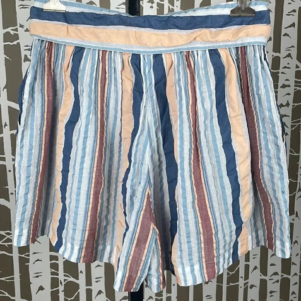 Ulla Johnson Martim Shorts in Sky Seersucker Stripe Tie sz 2 - Picture 2 of 14